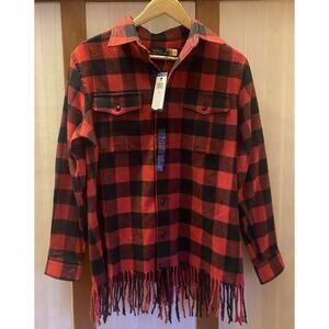 NWT Polo Ralph Lauren Buffalo Plaid Twill Shirt Jacket Fringe Women’s S $199